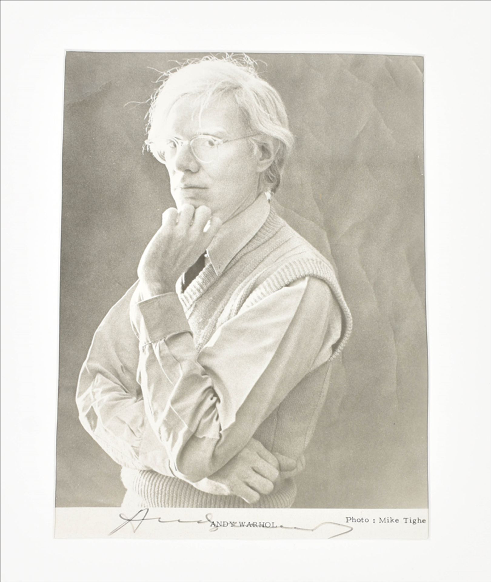 Michael Tighe, Andy Warhol photo portrait, ca. 1980. Signed by Warhol