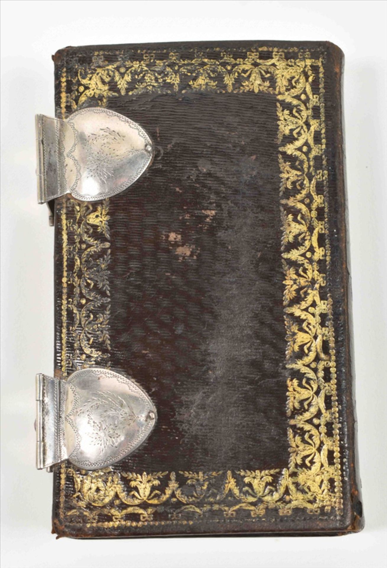 [Bindings] Early 19th century brown leather binding with two silver clasps and catches - Image 9 of 10