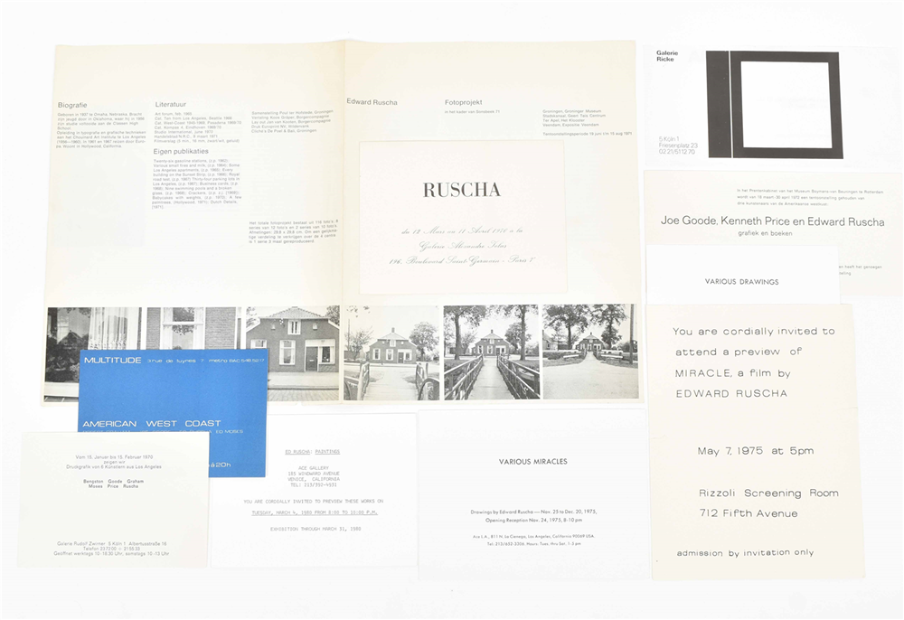 Ed Ruscha, exhibition announcement cards 1970-1980