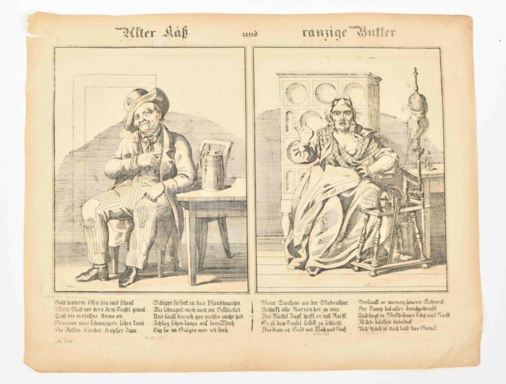 [Caricature] 19 miscellaneous prints: (1) "De Inventeur der wind-negotie, op zijn zeege-kar" - Bild 2 aus 4