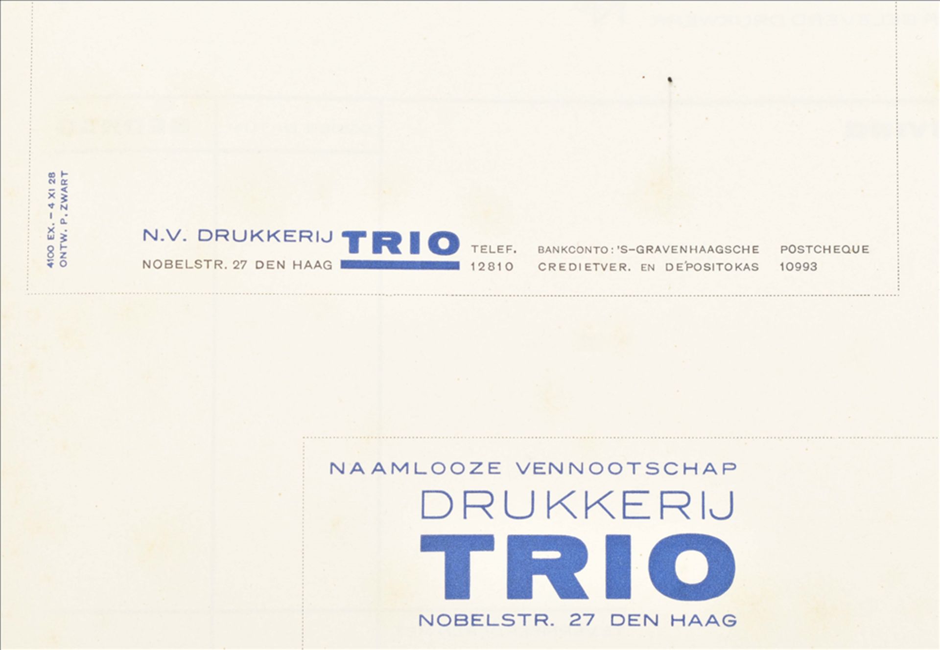 Piet Zwart (1885-1977). (Modellen van Naamlooze vennootschap Drukkerij Trio) - Image 3 of 3