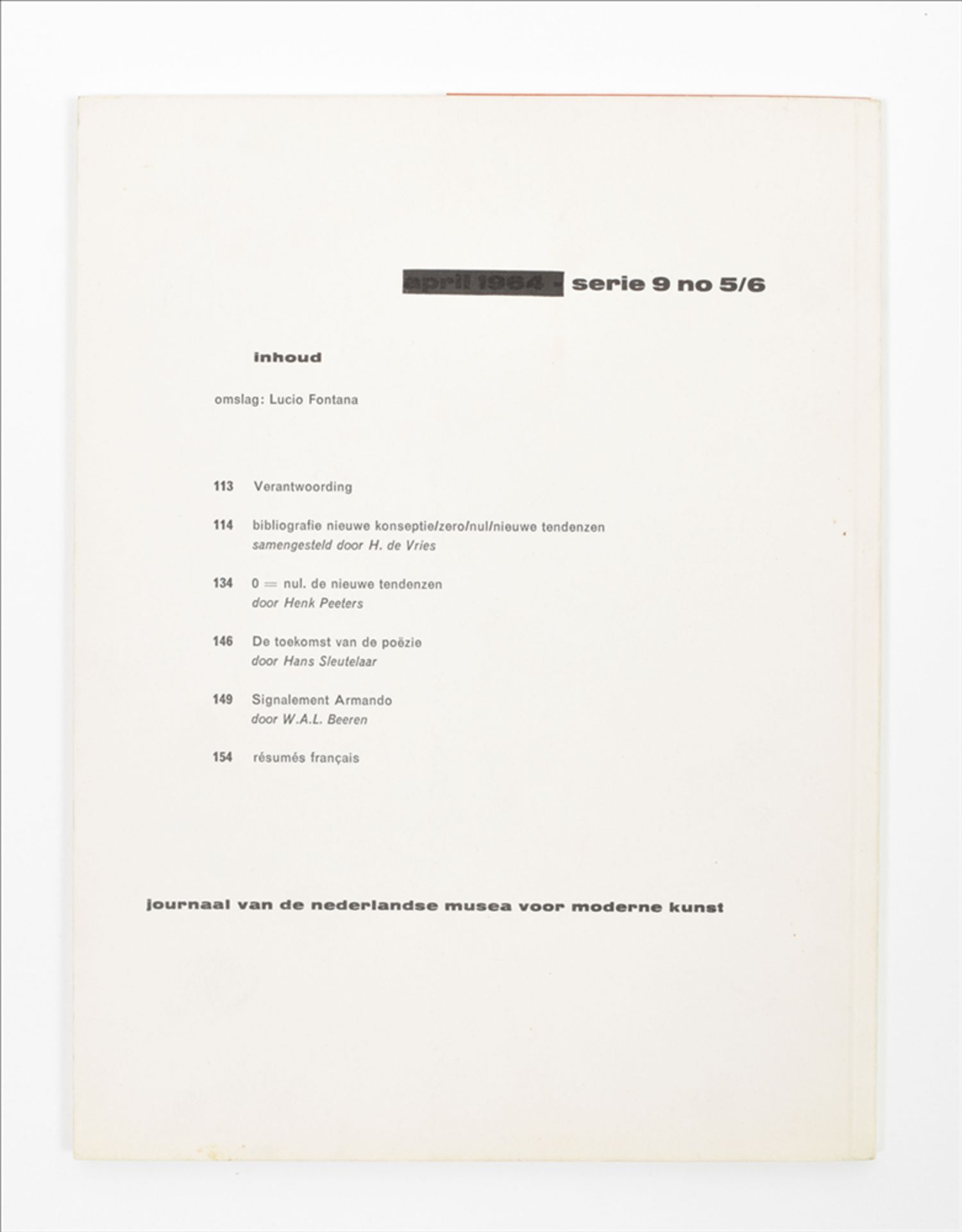 Lucio Fontana, Museumjournaal series 9 No.5/6, 1964 - Image 2 of 5
