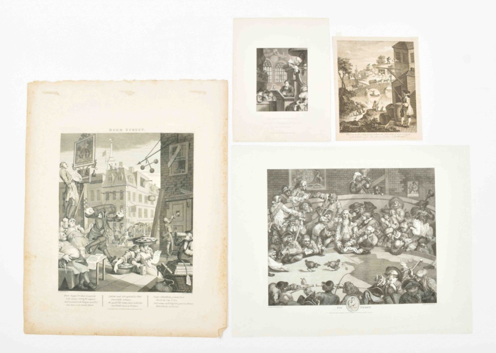 William Hogarth (1697-1764) (after). Four prints: (1) "Beer Street"