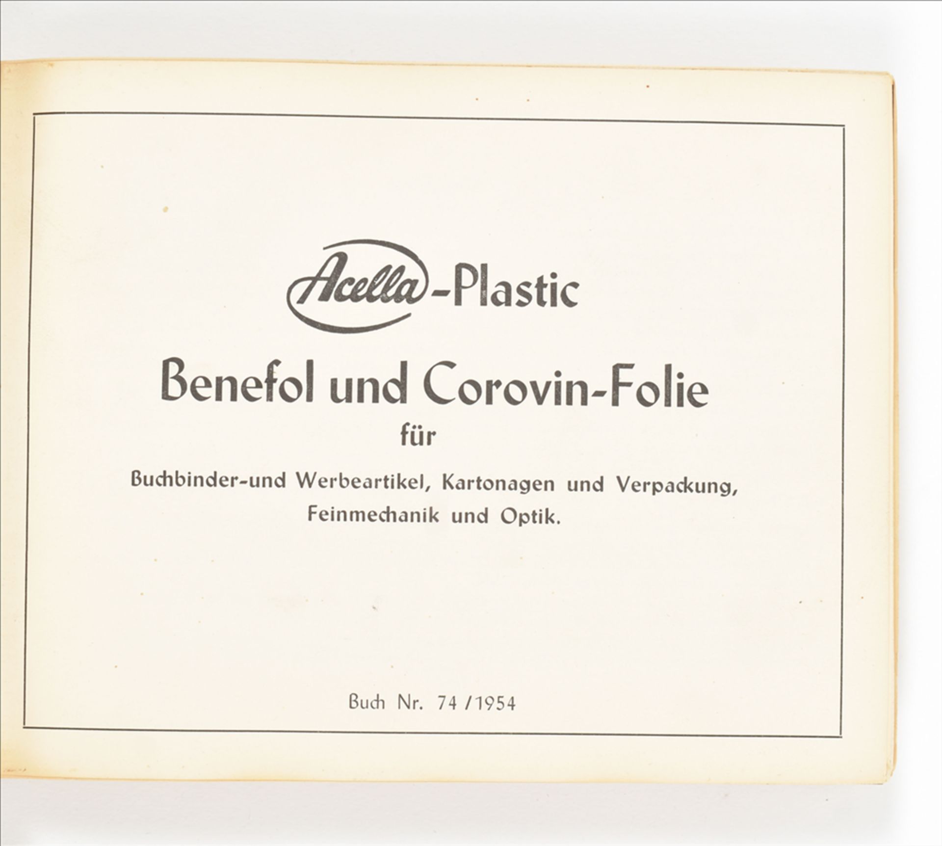 Collection of 26 (rare) books, booklets, flyers etc.: (1) Acella-Plastic, Benefol und Corovin-Folie - Bild 4 aus 4