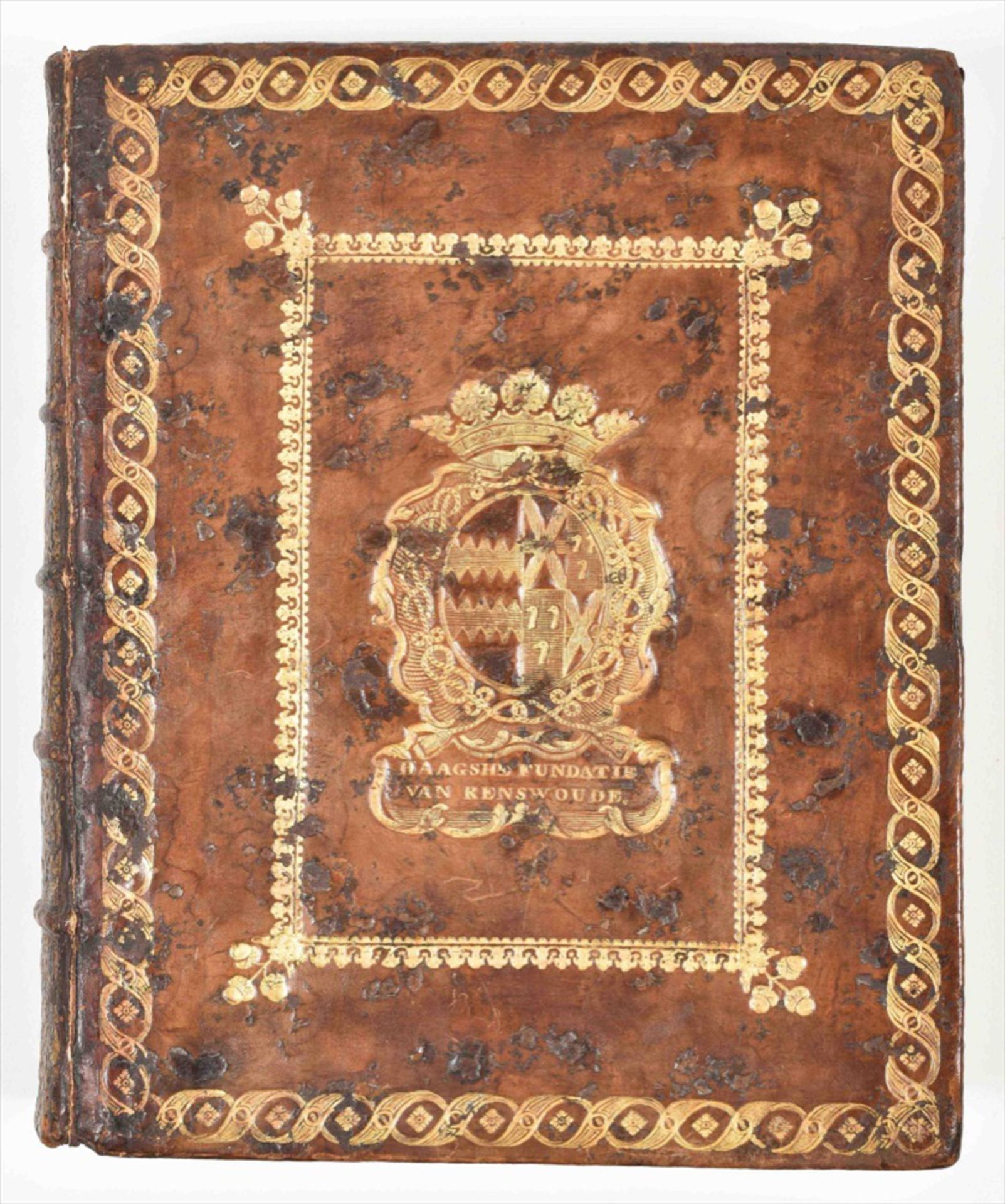 [Bindings. Haagse Fundatie van Renswoude] Contemp. mottled calf w. gilt coat of arms - Image 7 of 10