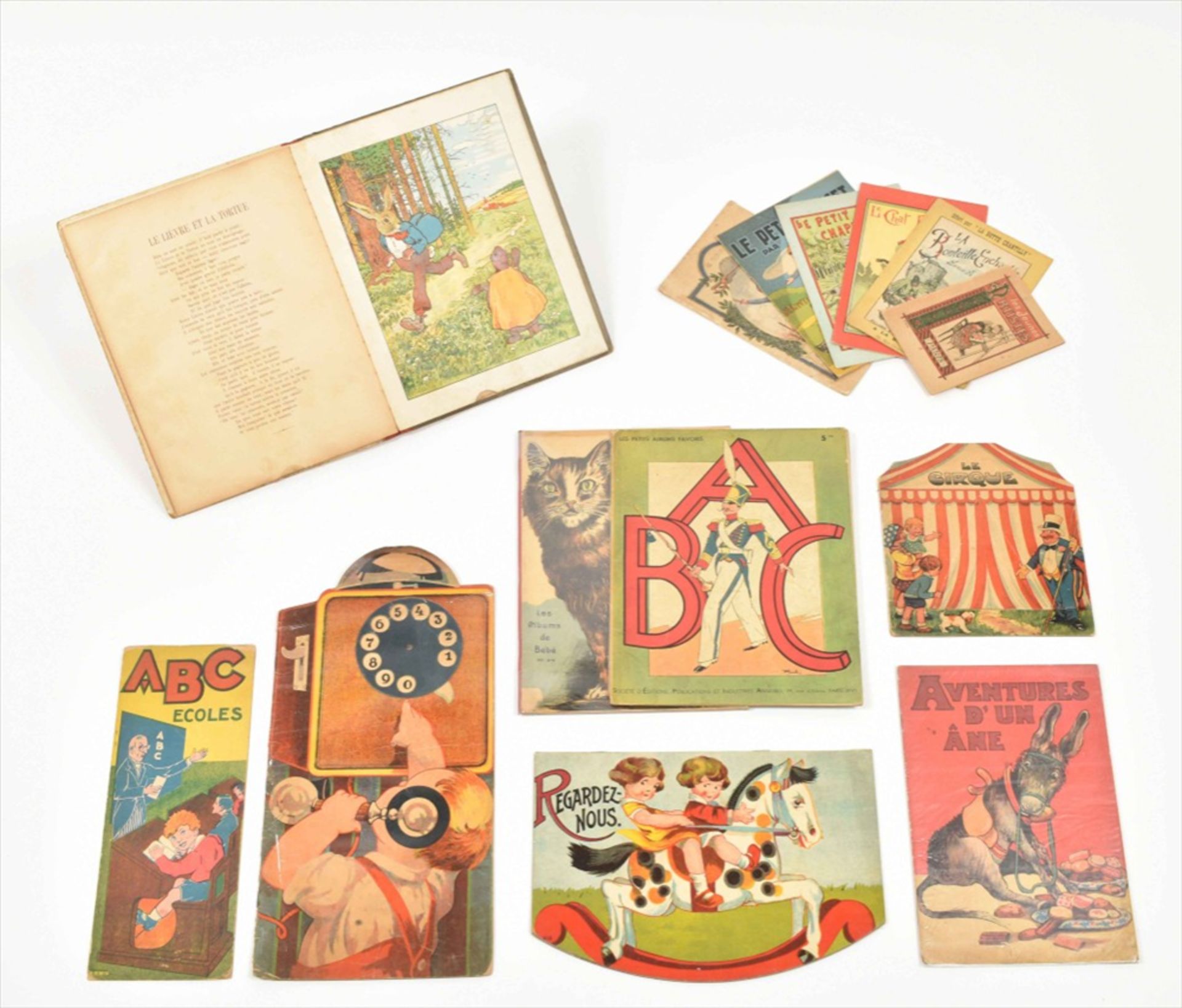 [A.B.-books. Shape books. Moveables] Fourteen various French works: (1) Fables de la Fontaine