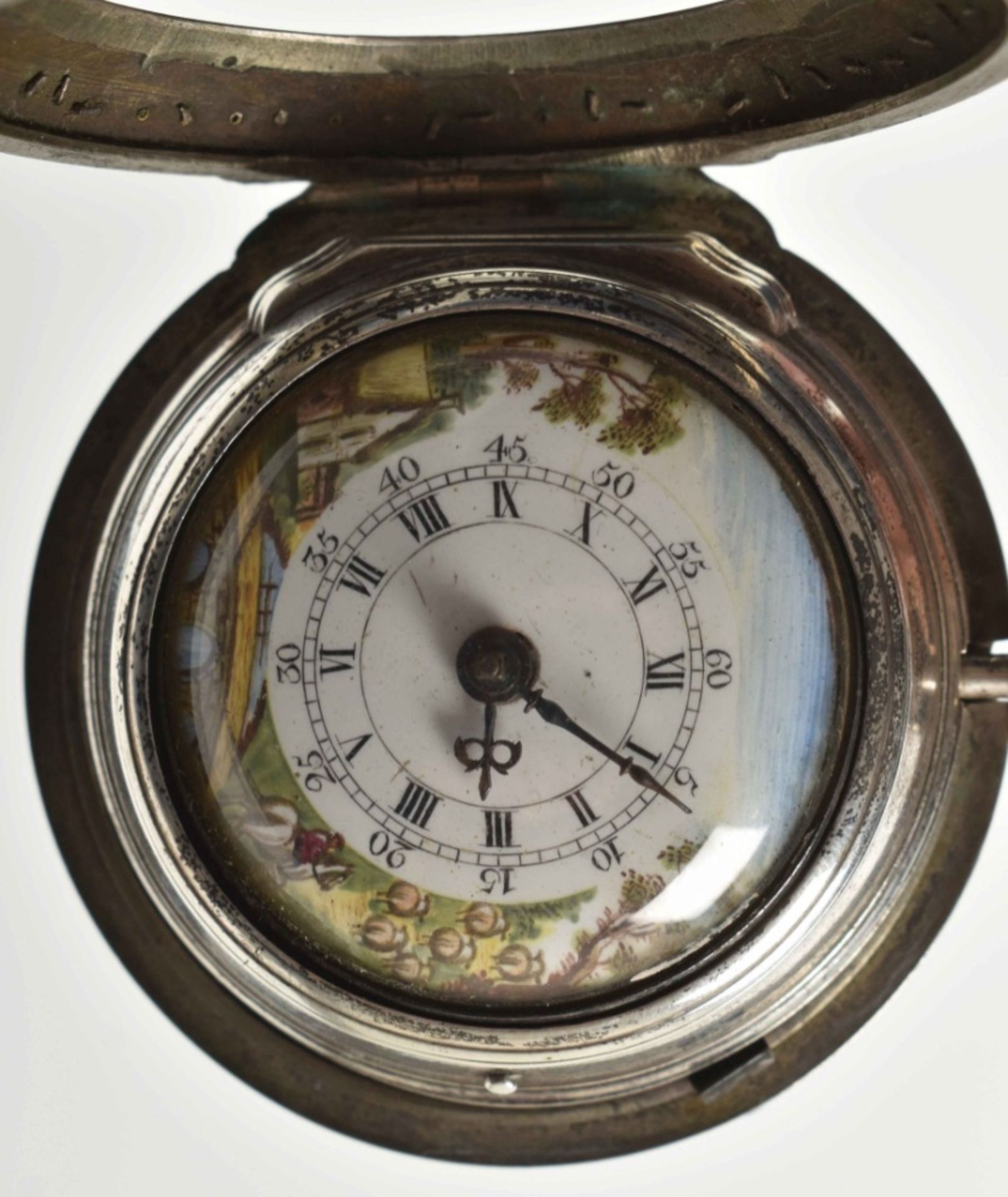 [Watches. Silver] 18th century English silver pocket watch - Image 3 of 5