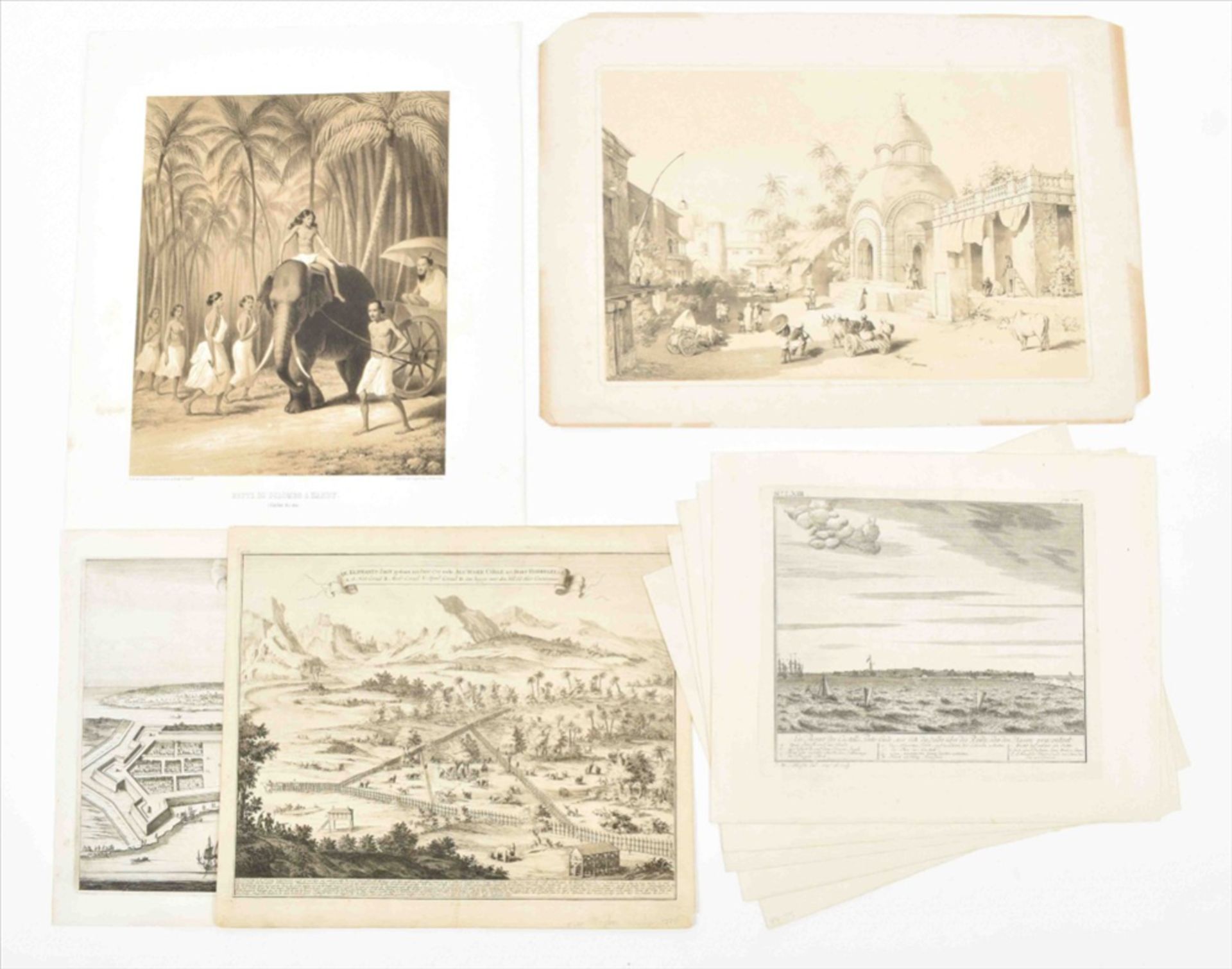 [Sri Lanka] Nine prints: (1-5) Views of Pinto-Gale