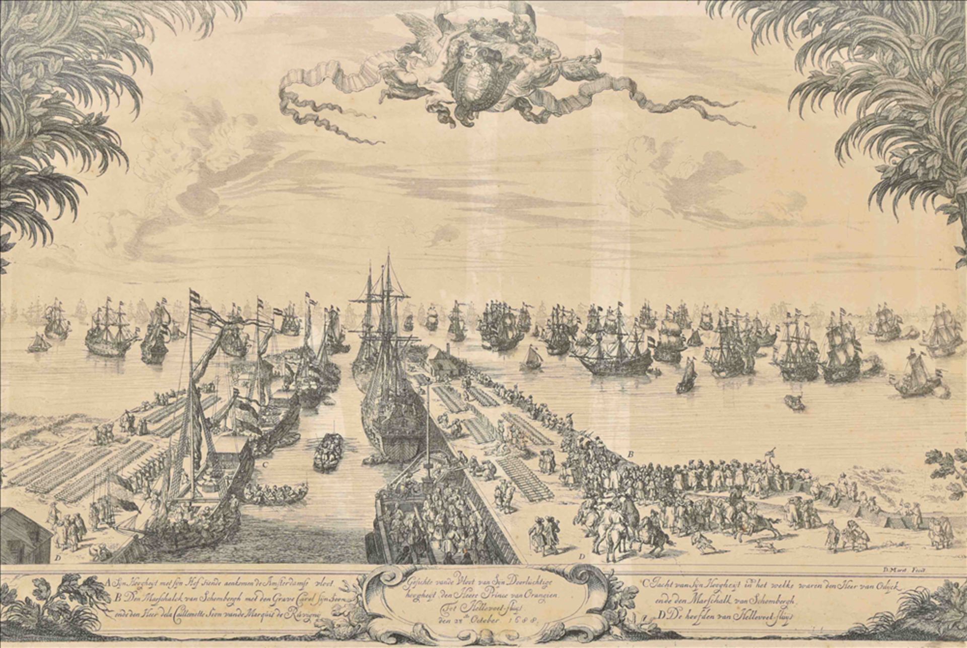 [House of Orange. Militaria] Daniel Marot. Vloot van Willem III te Hellevoetsluis,