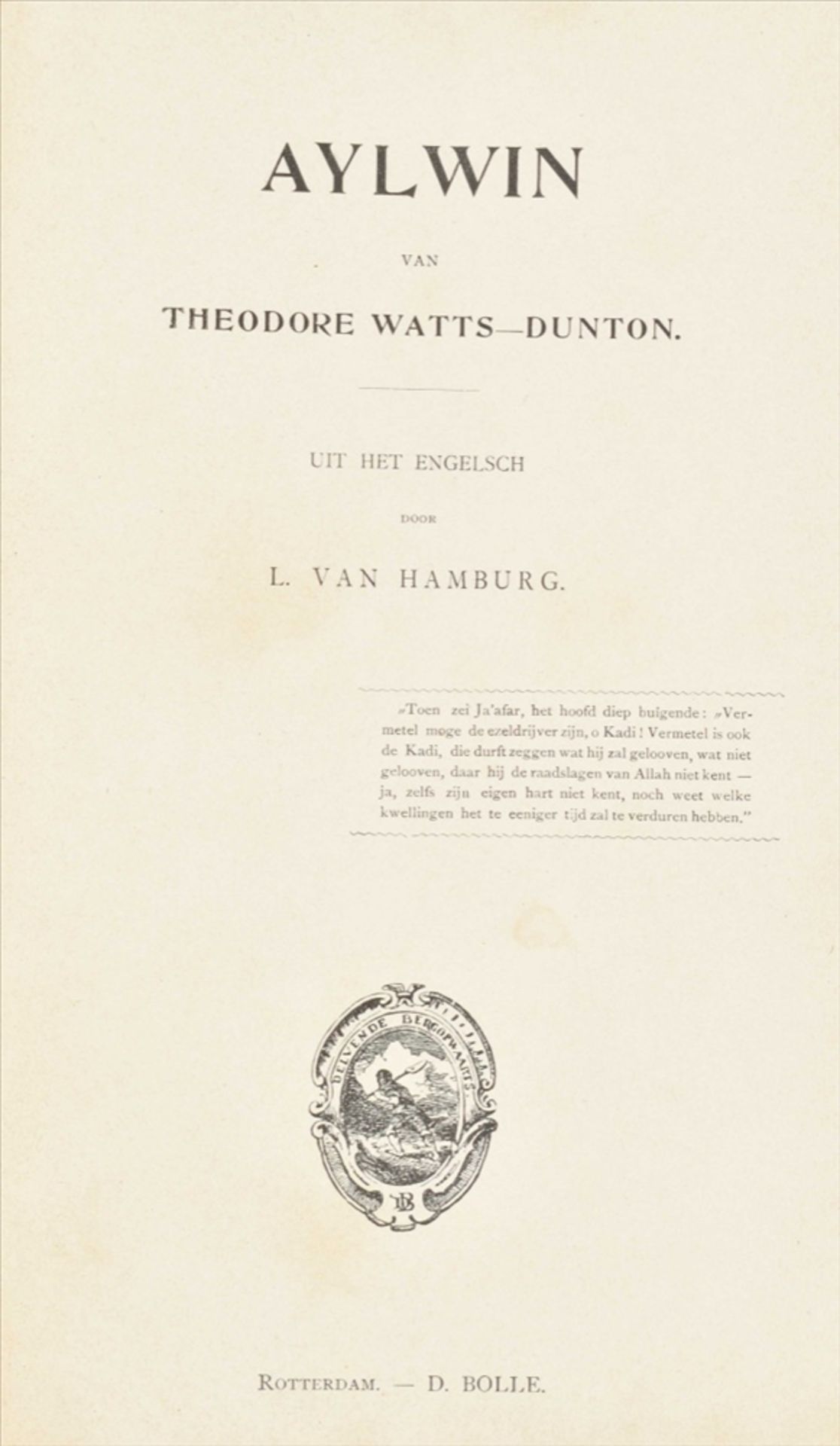 [Gay literature. Art] Theodore Watts-Dunton. Aylwin