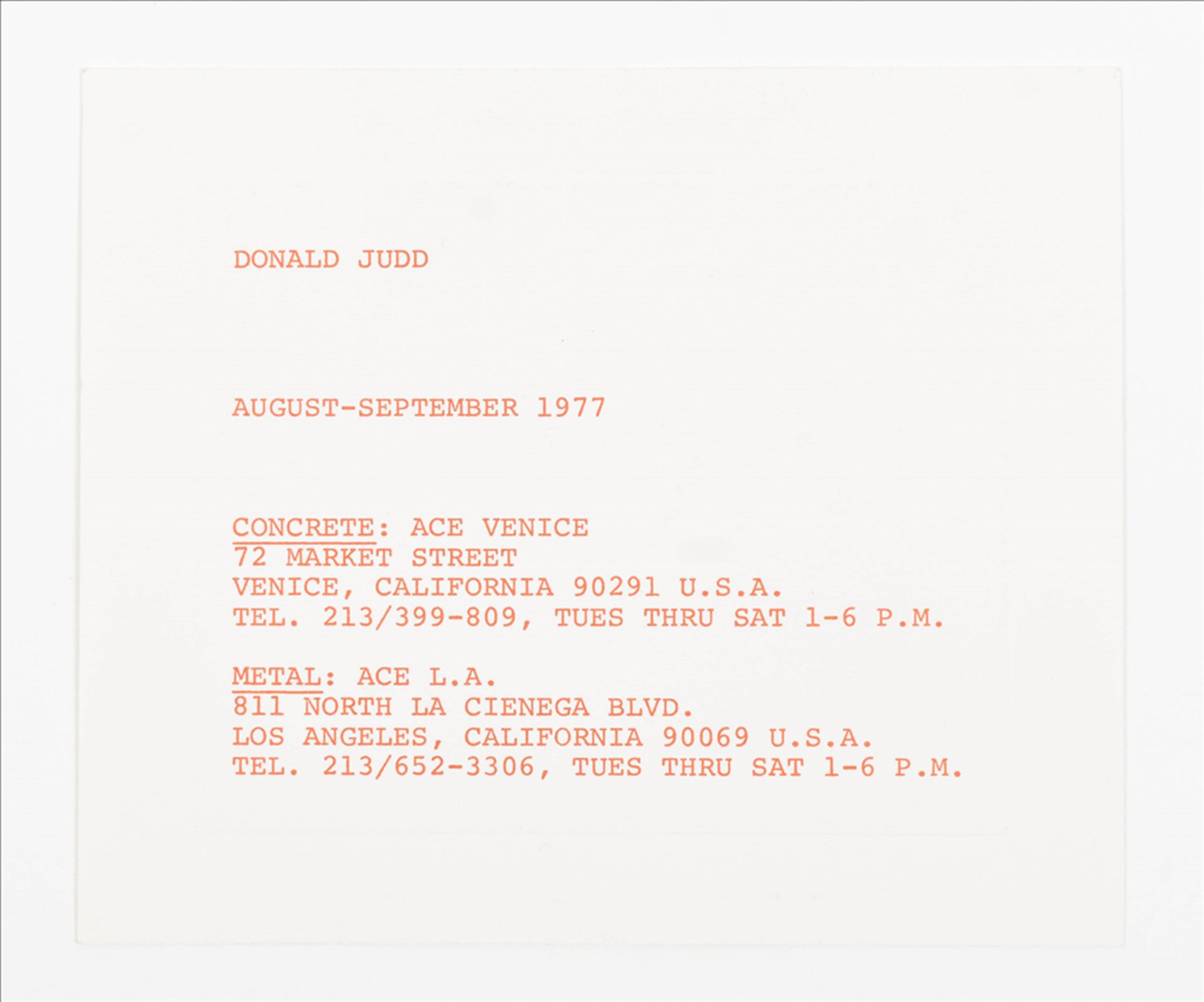 Donald Judd exhibition announcements from 1969-1979 - Bild 6 aus 8