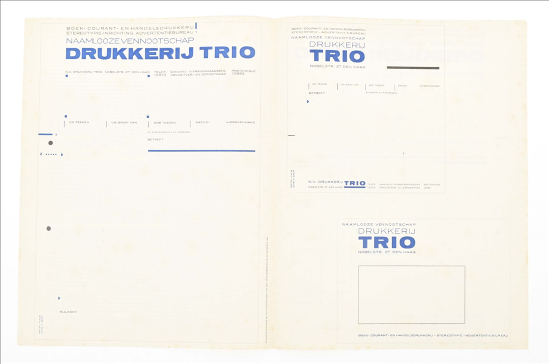 Piet Zwart (1885-1977). (Modellen van Naamlooze vennootschap Drukkerij Trio) - Image 2 of 3