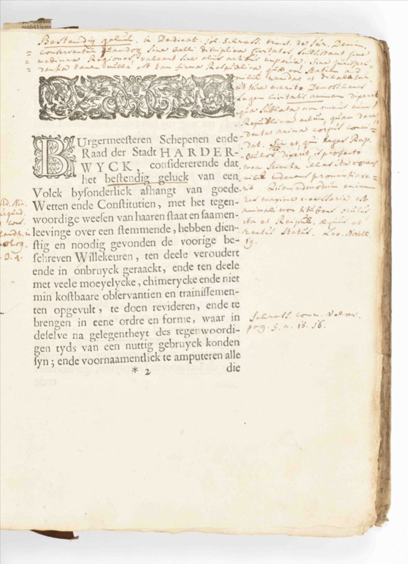 [Harderwijk. Large paper copy] Gereformeerde willekeuren ende stadt-rechten van Harderwyck - Bild 2 aus 5