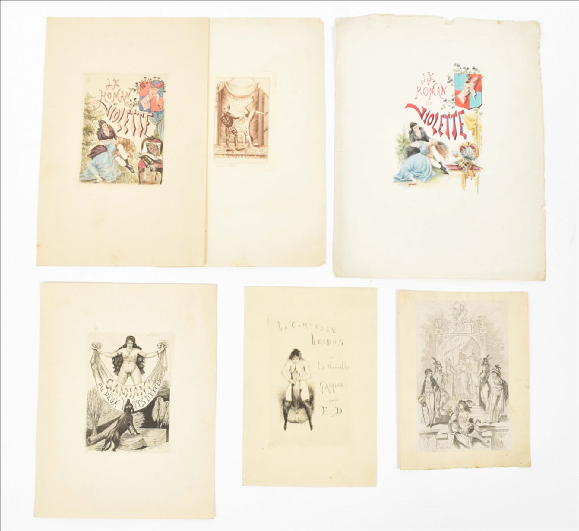 Collection of five original designs for book covers