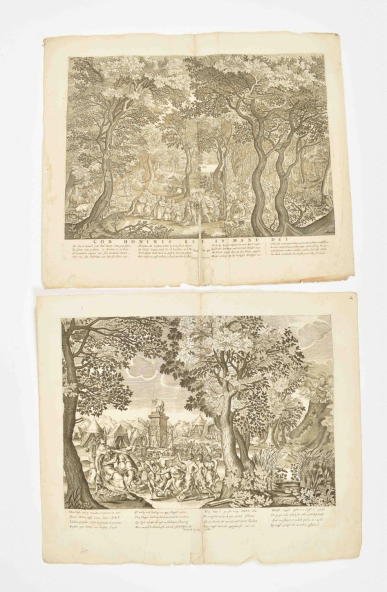 [Biblical prints] 12 large engravings: (1) 'Two scenes from the story of Jonah' - Image 3 of 3
