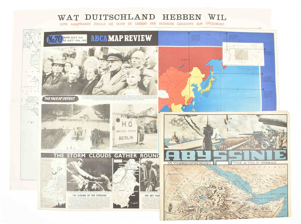 Three geographical posters of war fronts