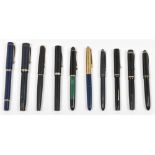 [Fountain pens] Collection of ten fountain pens