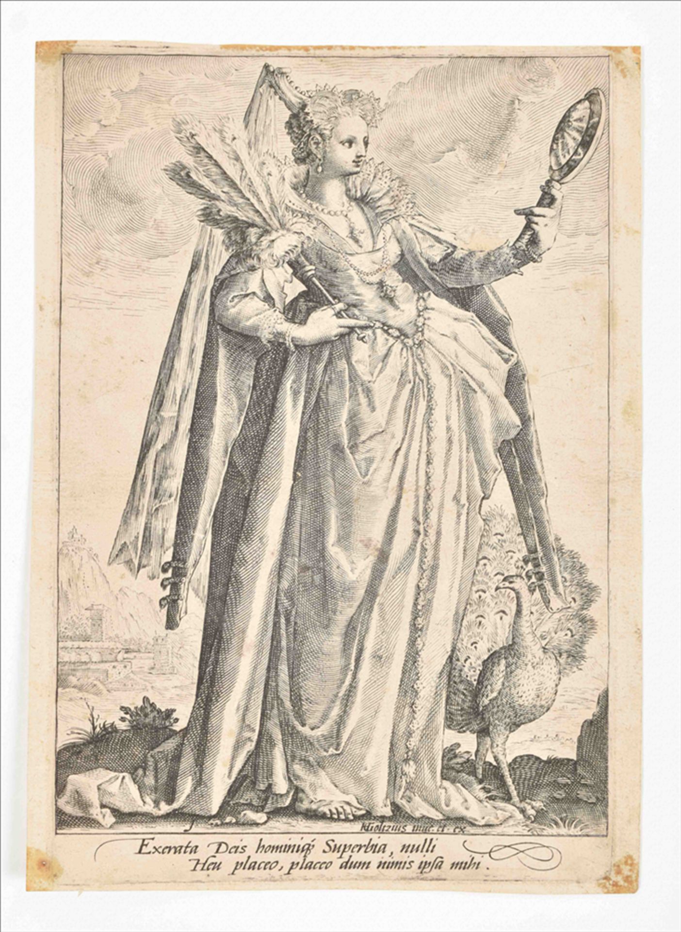 Nine prints: (1) Jacob Matham (1571-1631). 'Pride'