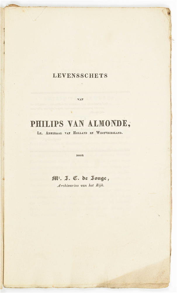 [Biographies] Twenty (rare) 18th-19th cent. titles: (1) J.C. de Jonge. Levensschets - Image 4 of 10