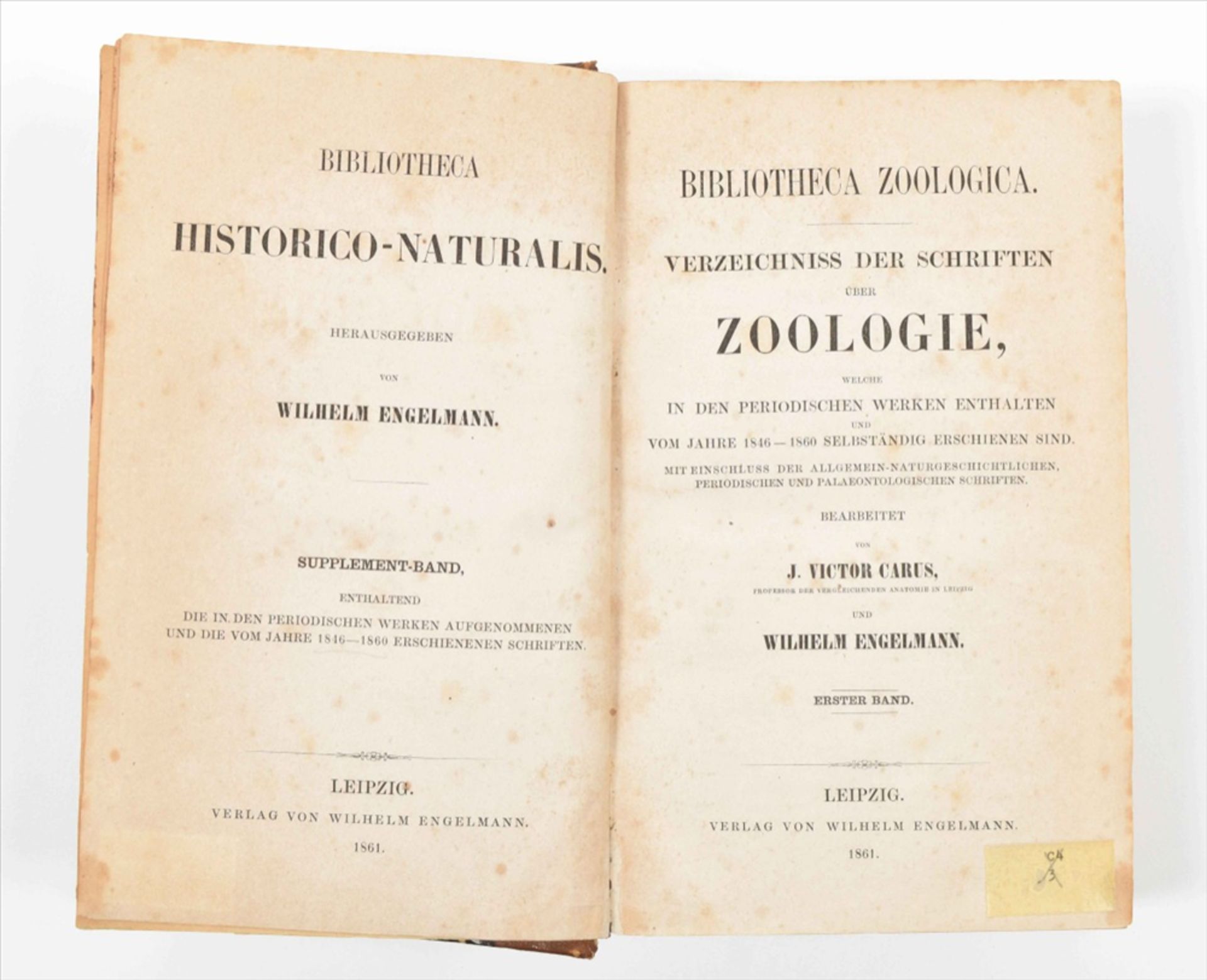 [Bibliography] Four titles: (1) J. Victor Carus and W. Engelmann, ed. Bibliotheca Zoologica - Image 5 of 7