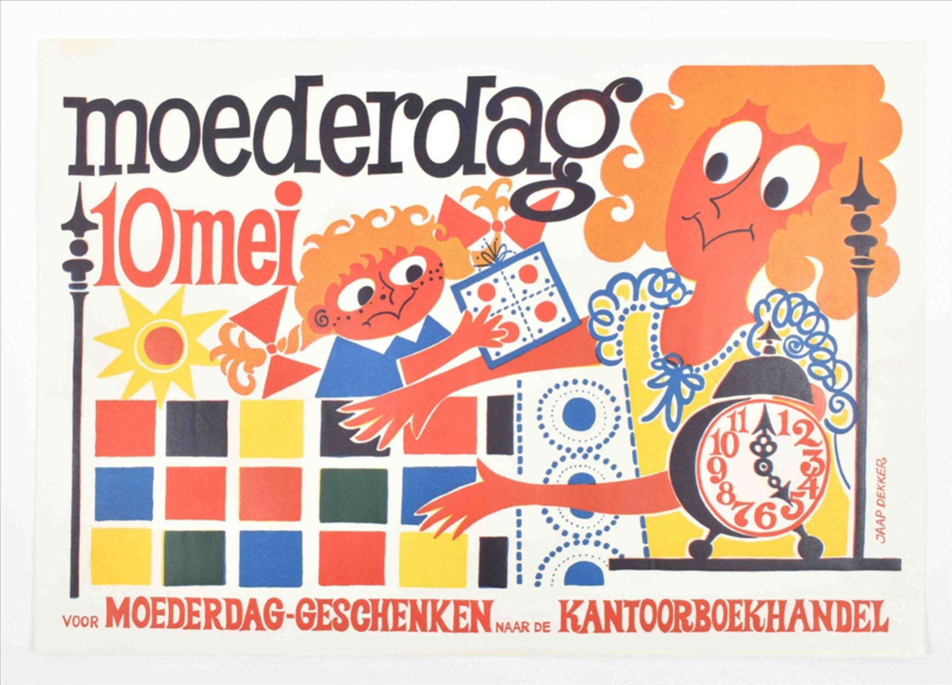 Two posters by Jaap Dekker: (1) "Moederdag 10 mei. - Image 2 of 5