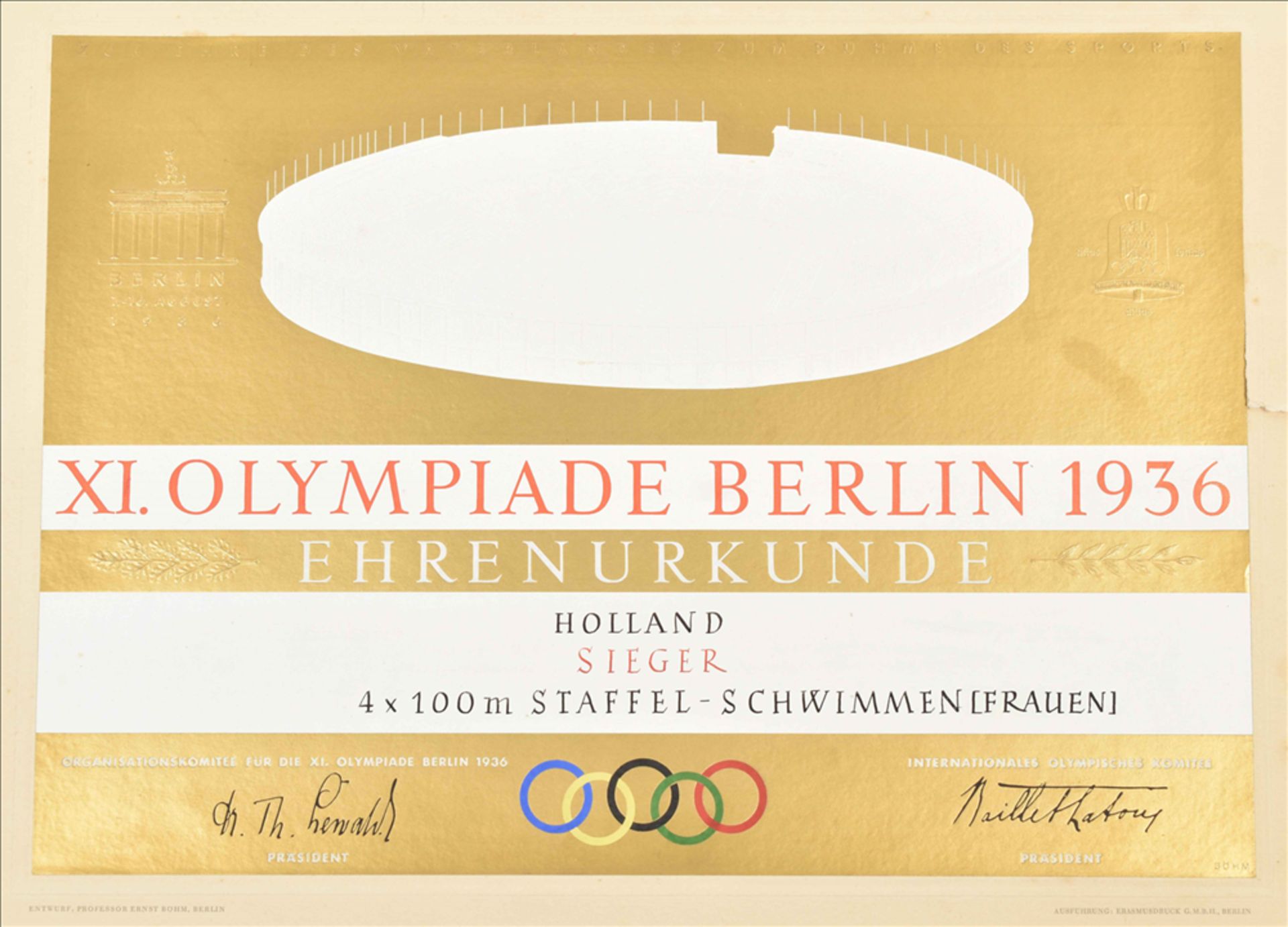 [Olympics] 1936 Berlin Olympics Winner’s Diploma - Image 2 of 4