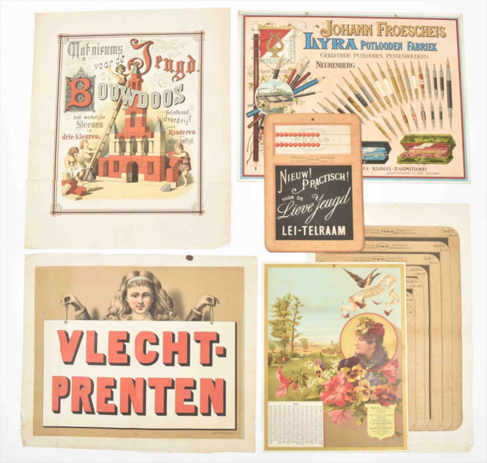 Six posters: (1) "Johann Froescheis Lyra Potlooden Fabriek
