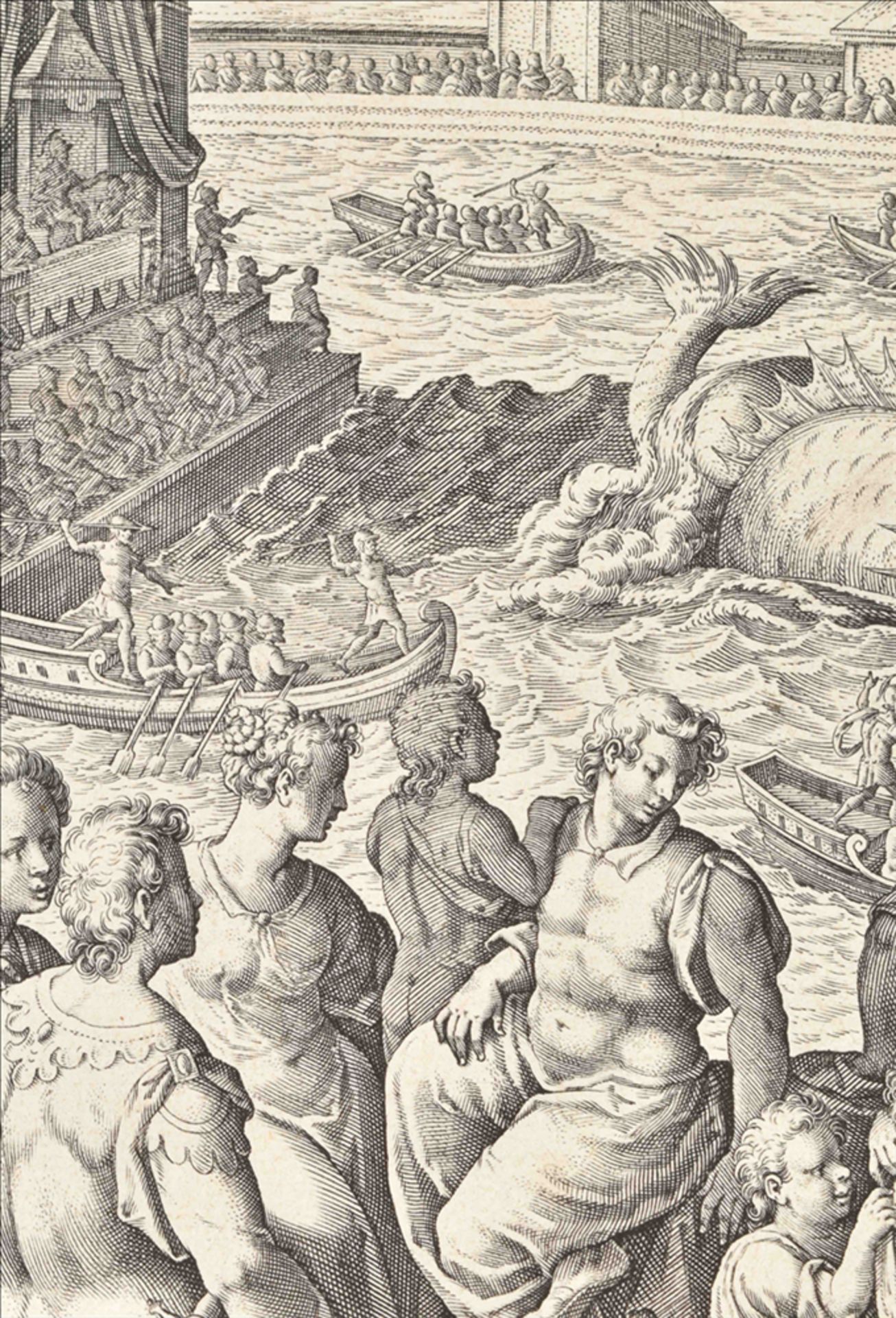 Adriaen Collaert (ca. 1560-1618). 'Whale hunt by emperor Claudius at Ostia' - Bild 6 aus 6