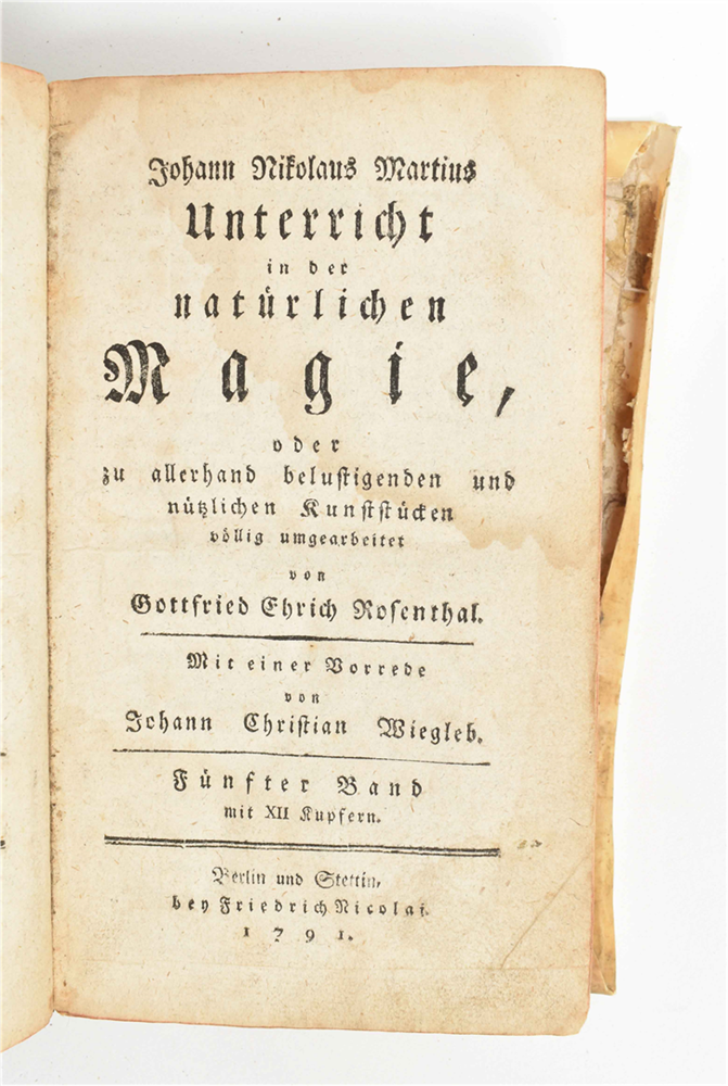 Twelve German occult works: (1) Johann Nikolaus Martius. Unterricht in der natürlichen Magie - Image 5 of 5