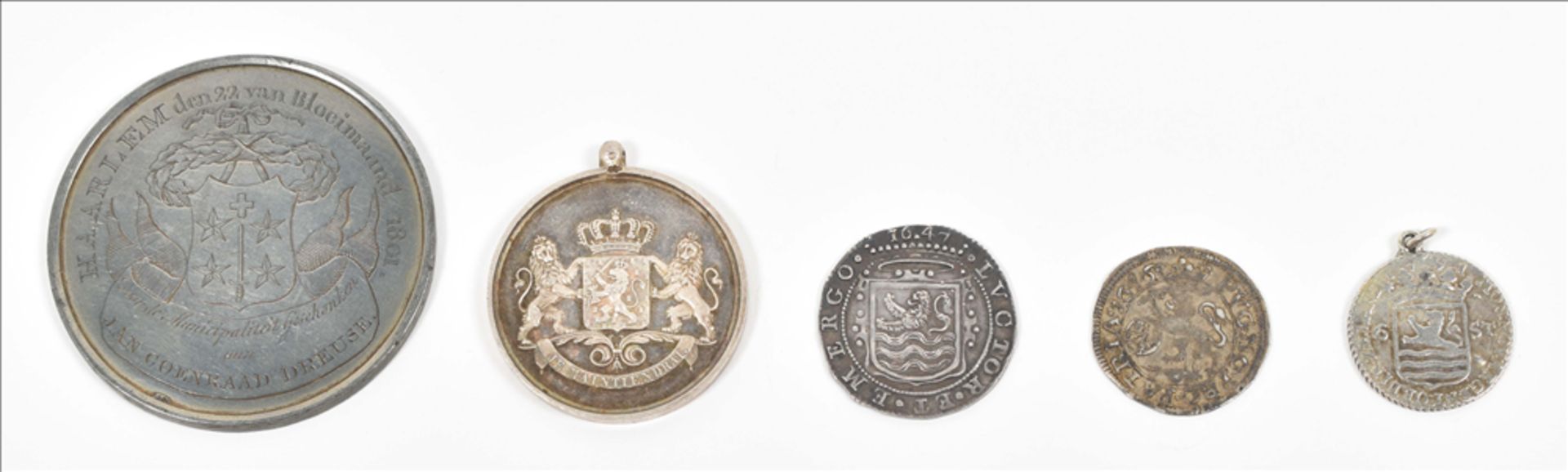 Five Dutch coins and medals