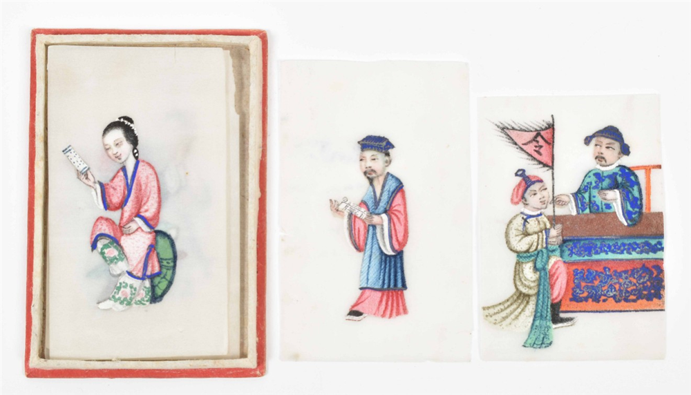 [China] Collection of 19th century Chinese pith paper paintings - Image 7 of 9