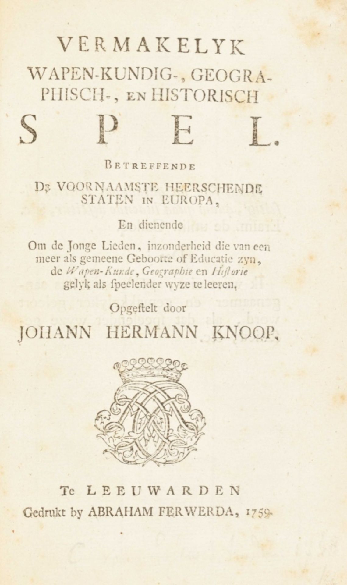 [Games] Johann Hermann Knoop. Vermakelyk wapen-kundig-, geographisch en historisch spel - Bild 3 aus 5