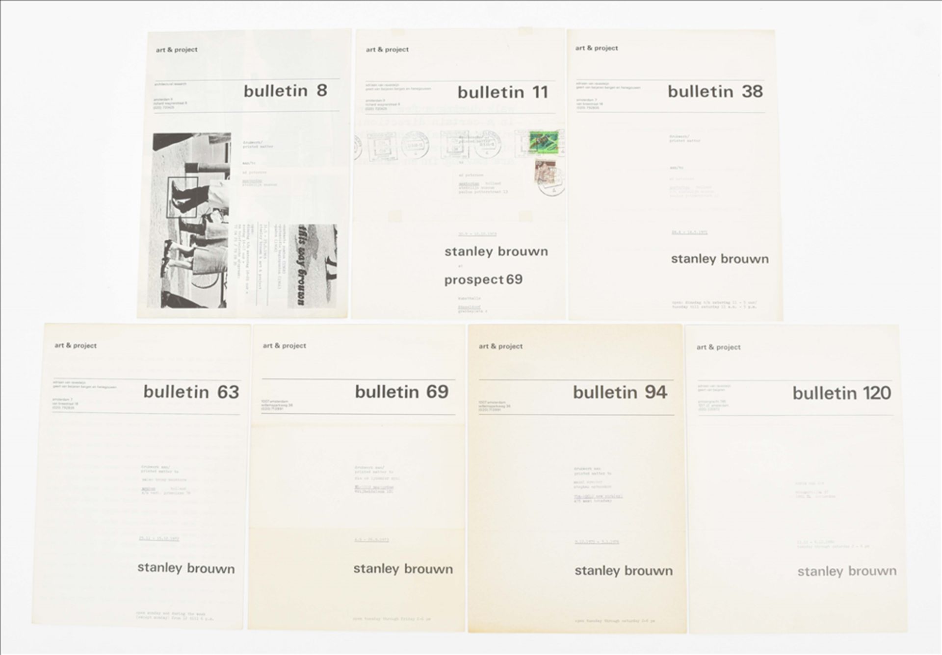 Art & Project bulletins, complete set of stanley brouwn announcements