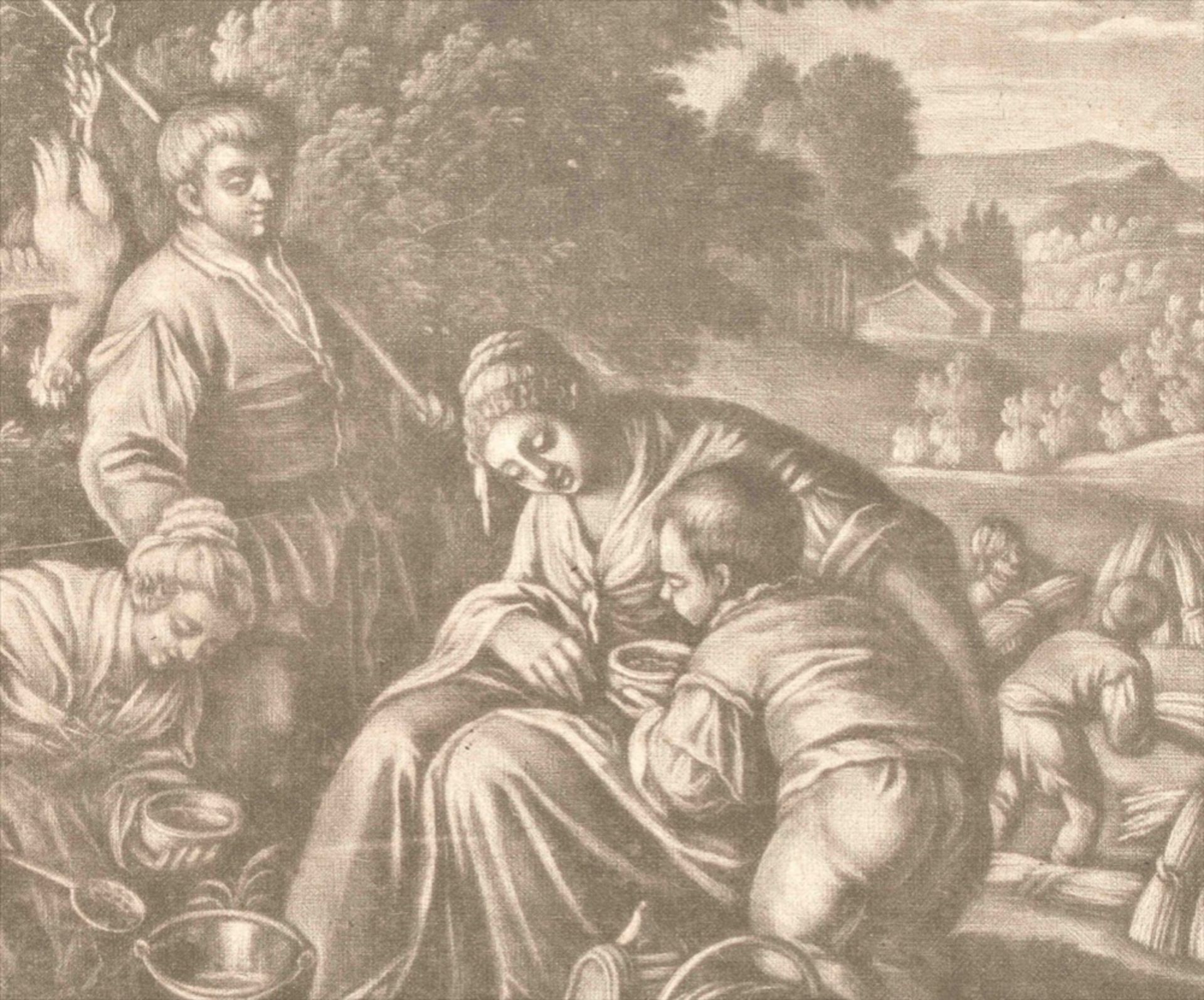 Two mezzotints: (1) Bernard Lens (II) (1659-1725). "Harvest"