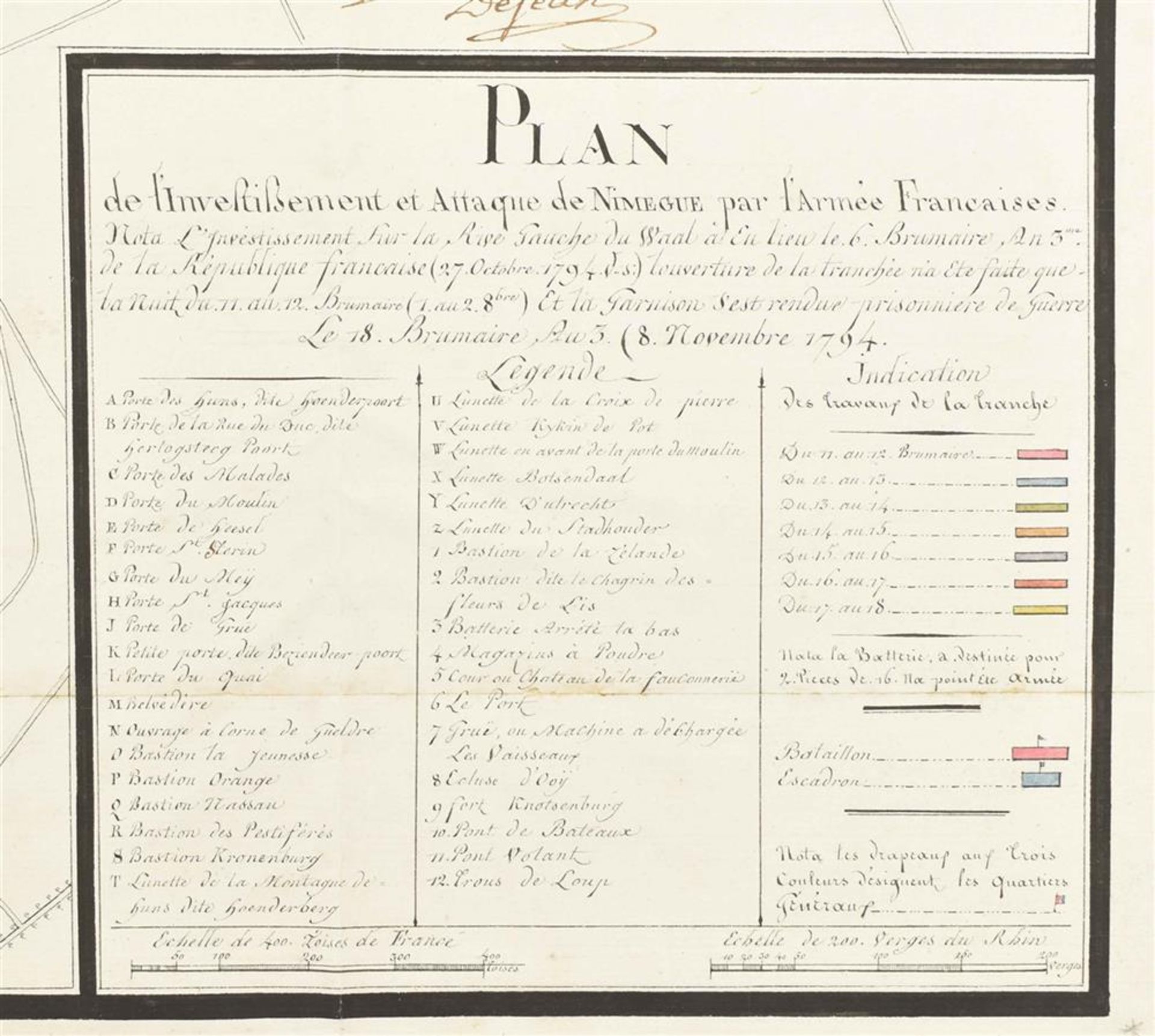 [Nijmegen] Manuscript map 'Plan de l'investissement et des attaques de Nimègue par l'armée du Nord - Image 5 of 5