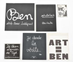 Six publications by Ben Vautier, some signed with original texts and drawings