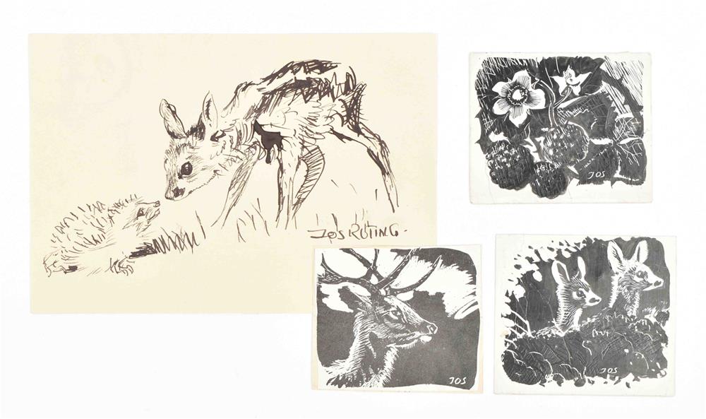 Ruting, J. (1909-1987). Twelve original drawings from De jeugd van Ruuntje het Reekalf - Image 4 of 9