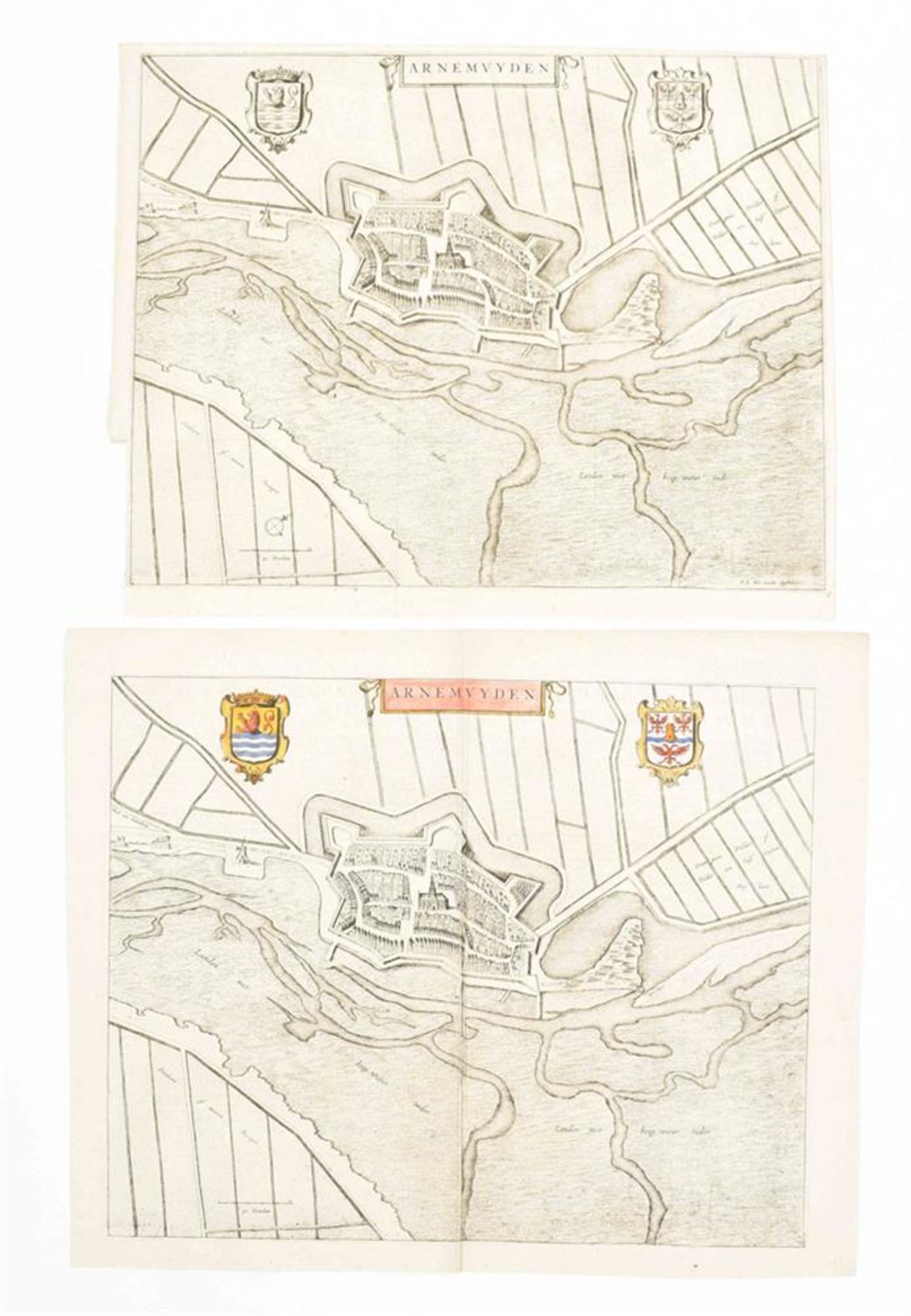 [Zeeland] Convolute w. eight maps: (1 and 2) Veere. Two folio maps J. Blaeu from the "Stedenboek" - Image 5 of 6