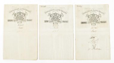 Poyaisian Land Grants, three certificates, 1834
