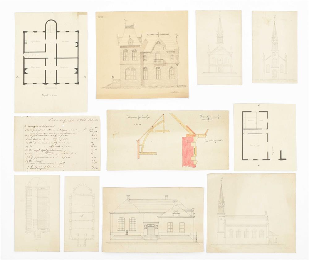 [Architecture] Lot of 85 drawings showing architectural designs - Image 3 of 10