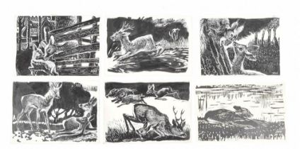 Ruting, J. (1909-1987). Twelve original drawings from De jeugd van Ruuntje het Reekalf