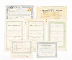 Dutch East Indies, 65 stock and bond certificates