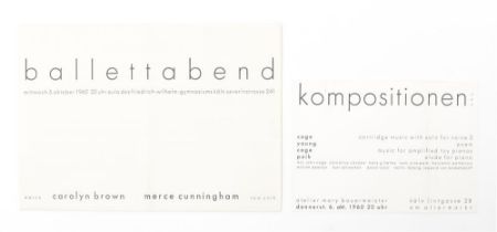 Cage, Cunningham, Paik, two performance announcements by Atelier Mary Bauermeister, Cologne 1960