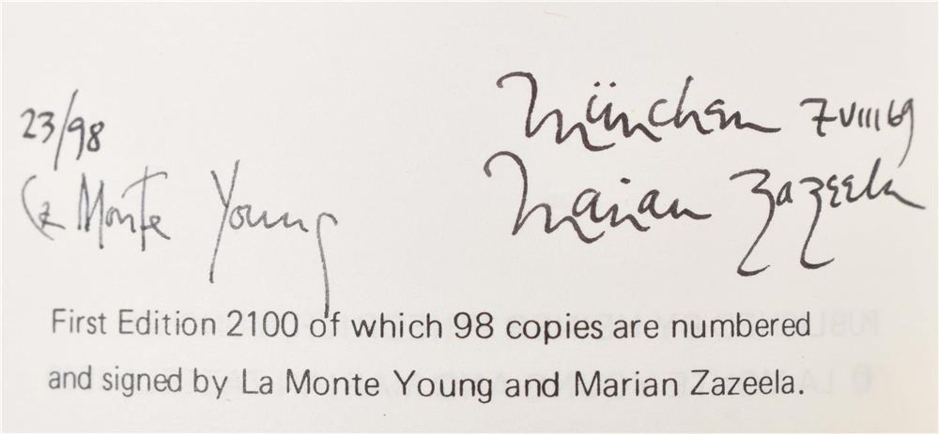 La Monte Young and Marian Zazeela, Selected Writings. Signed and numbered first edition, rare - Image 2 of 6