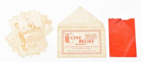 Series of five cards, "Ciné relief parisien"