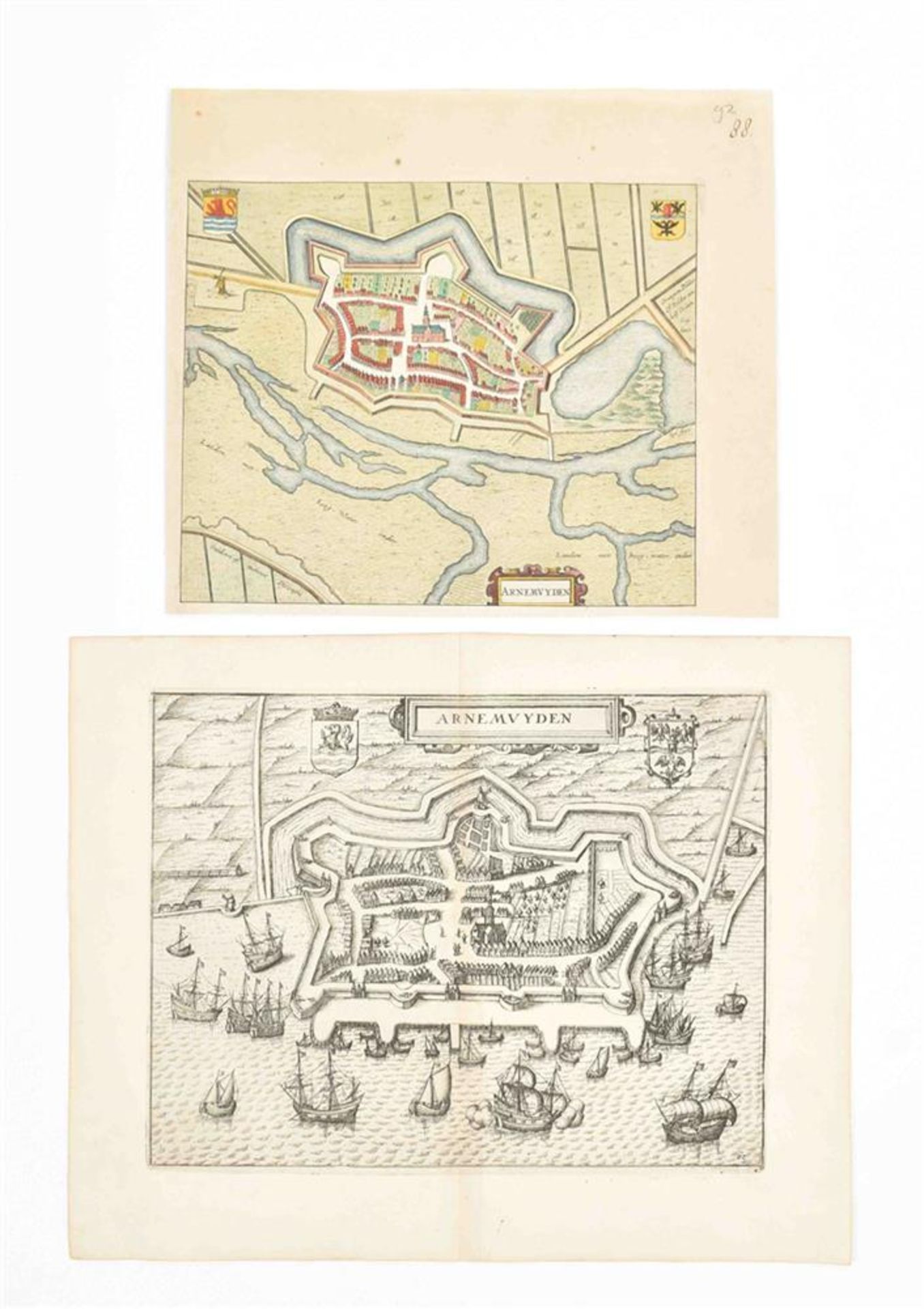 [Zeeland] Convolute w. eight maps: (1 and 2) Veere. Two folio maps J. Blaeu from the "Stedenboek" - Image 6 of 6