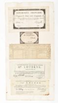 France, Five Napoleonic pieces of money and lottery tickets