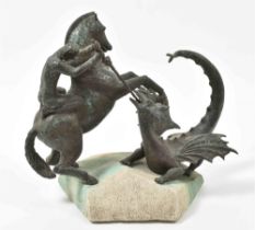 Bronze statuette of St. George killing the dragon