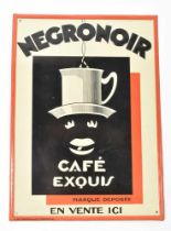 [Enamel advertising sign] Negro Noir. Café exquis. Marque deposée. En vente ici