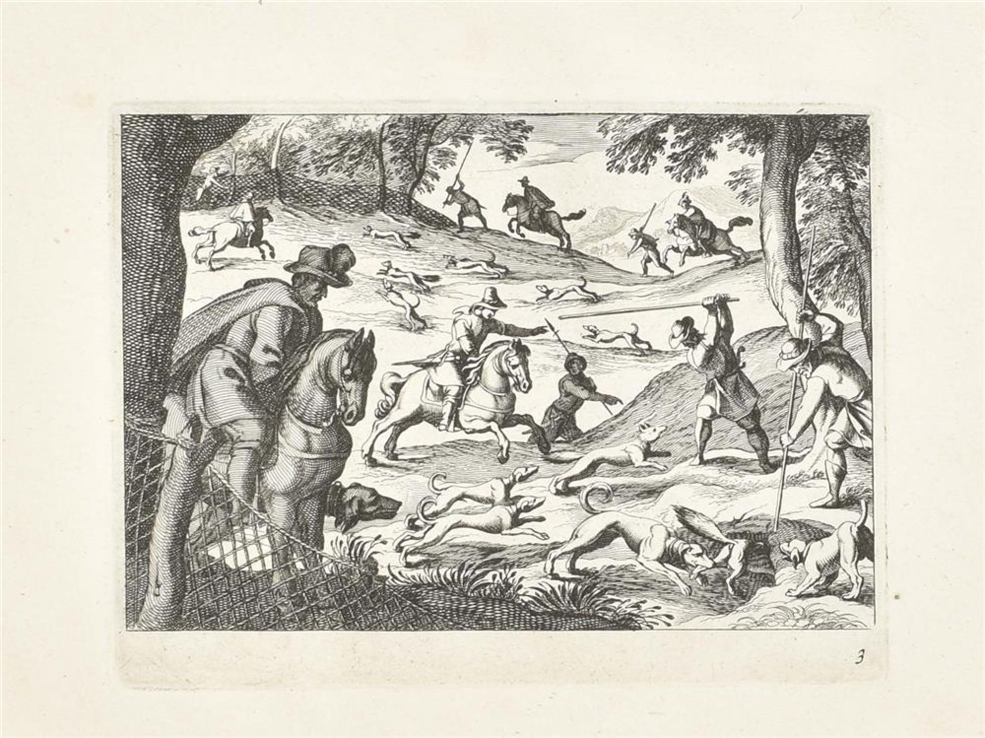 Visscher, C.J. (1587-1652). Collection of 16 hunting scenes - Image 3 of 8